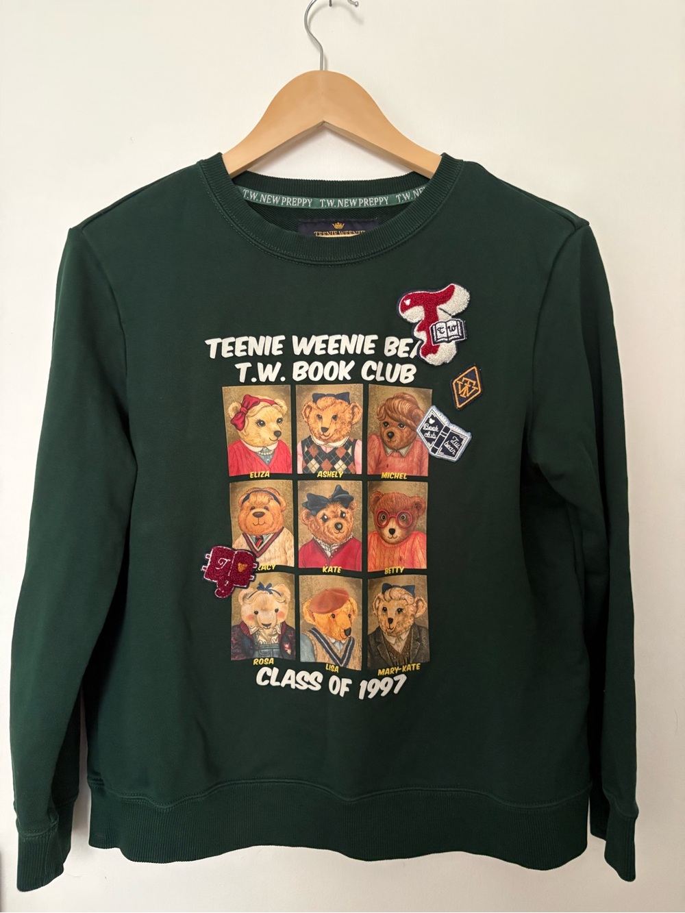 Teenie Weenie Teddy Bear Year Book Pullover Sweatshirt Green Vintage 1997